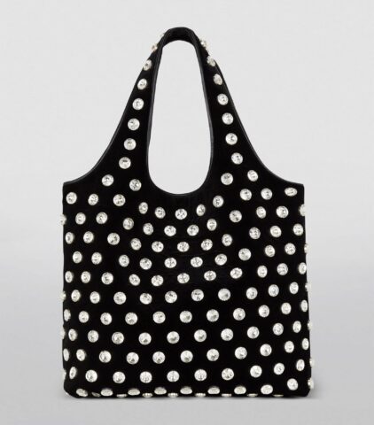 BALMAIN
Crystal-Embellished Velvet Grocery Bag