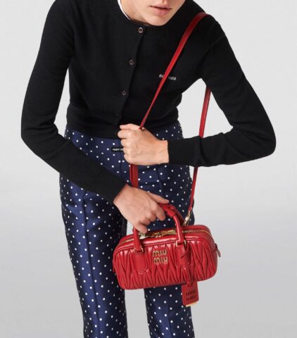 MIU MIU
Leather Matelassé Arcadie Top-Handle Bag